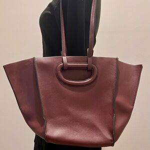 Zara Burgundy Pleated Shopper Bag
